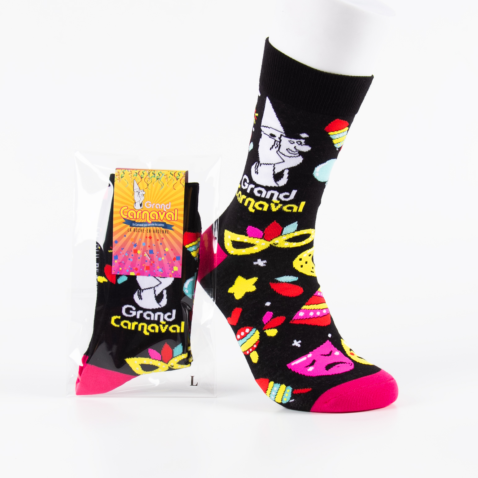 Custom carnival socks with private label packaging