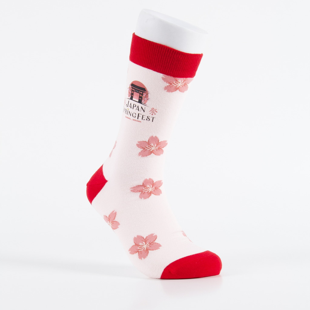 Custom embroidered casual sock sample