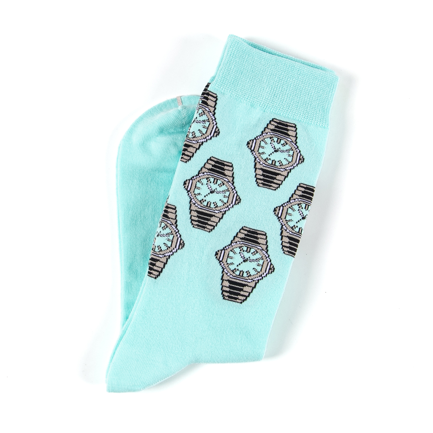 Aqua watch pattern dress socks