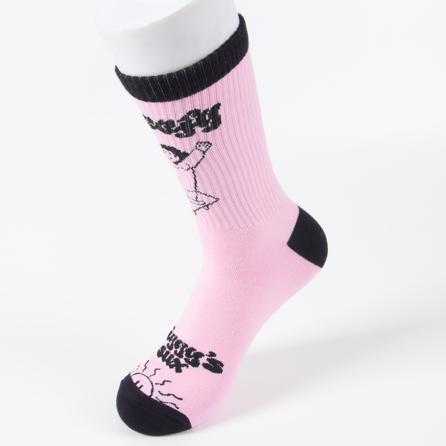 Pink custom sports sock sample