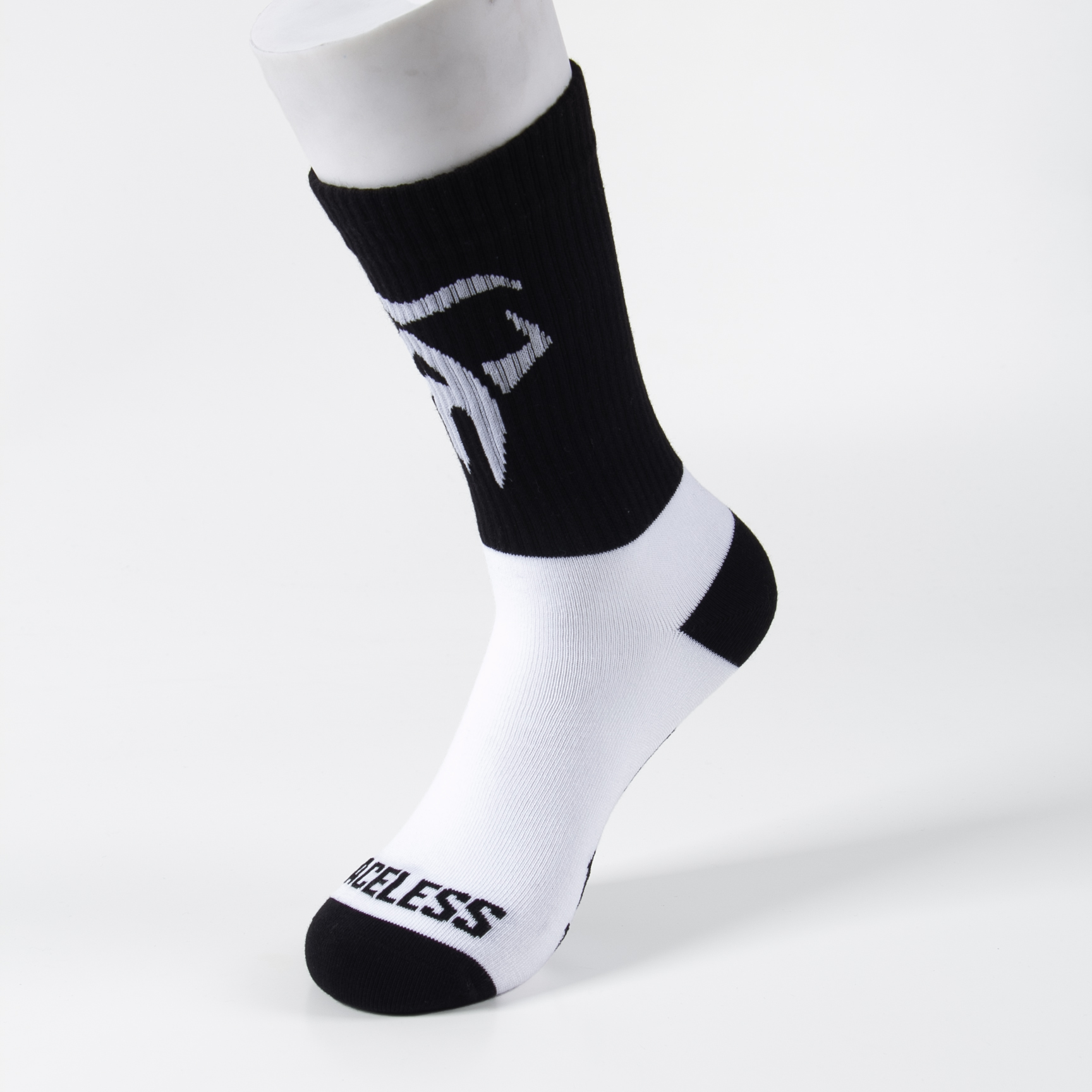 Black and white custom sports sock sample