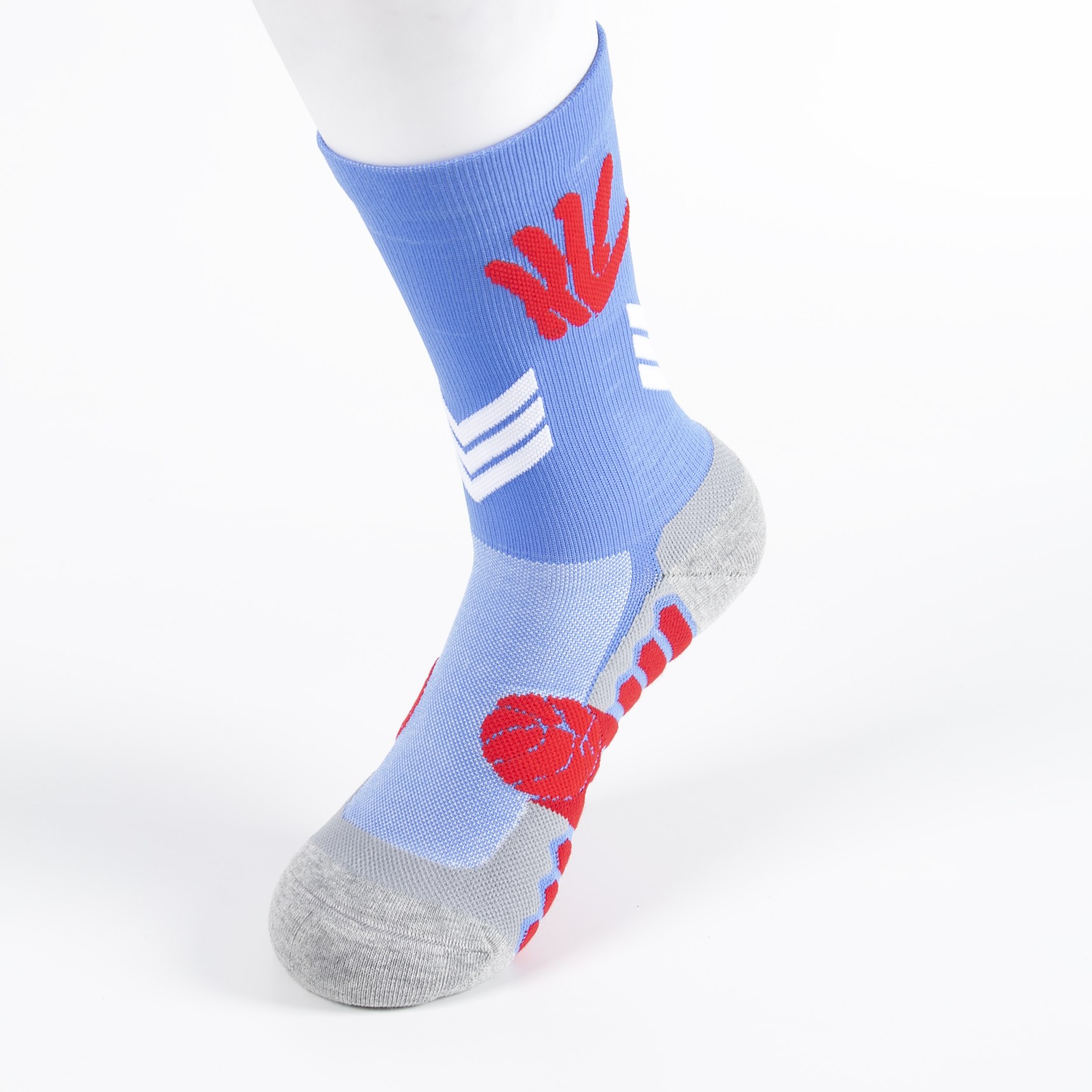 Blue and red custom sports sock sample